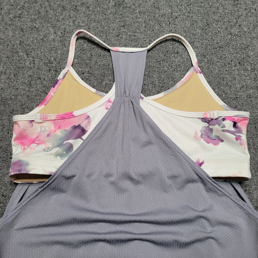 Lululemon Shirt Womens 8 Medium Fossil Blurred Blossoms No Limits Tank Racerback - Picture 6 of 11
